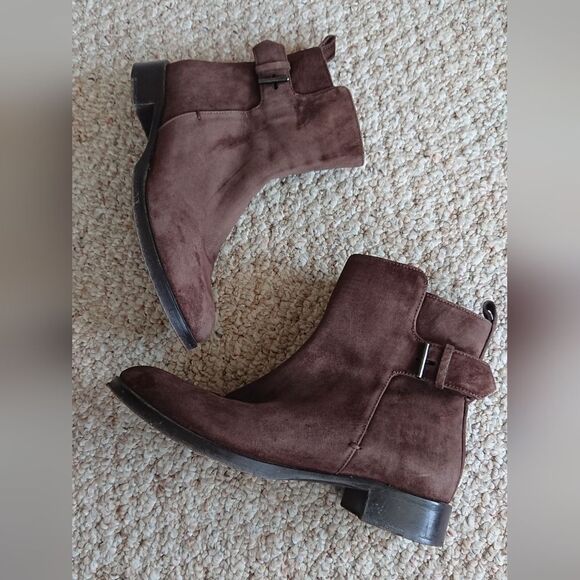 REED KRAKOFF suede brown side buckle ankle boots size 37 - Picture 2 of 12